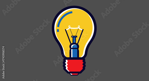 Stylized lightbulb icon, vibrant colors against a gray background, illustrating an idea