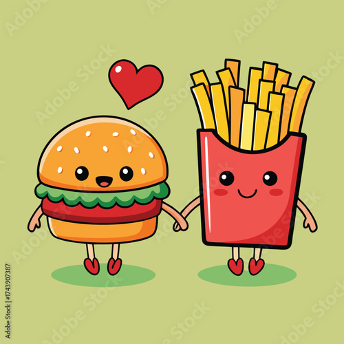 cartoon fast food collection with burgers fries pizza and drinks