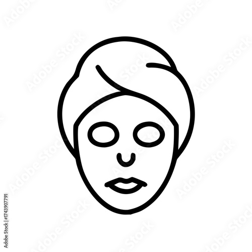 Minimalistic illustration of a woman with a face mask at home  