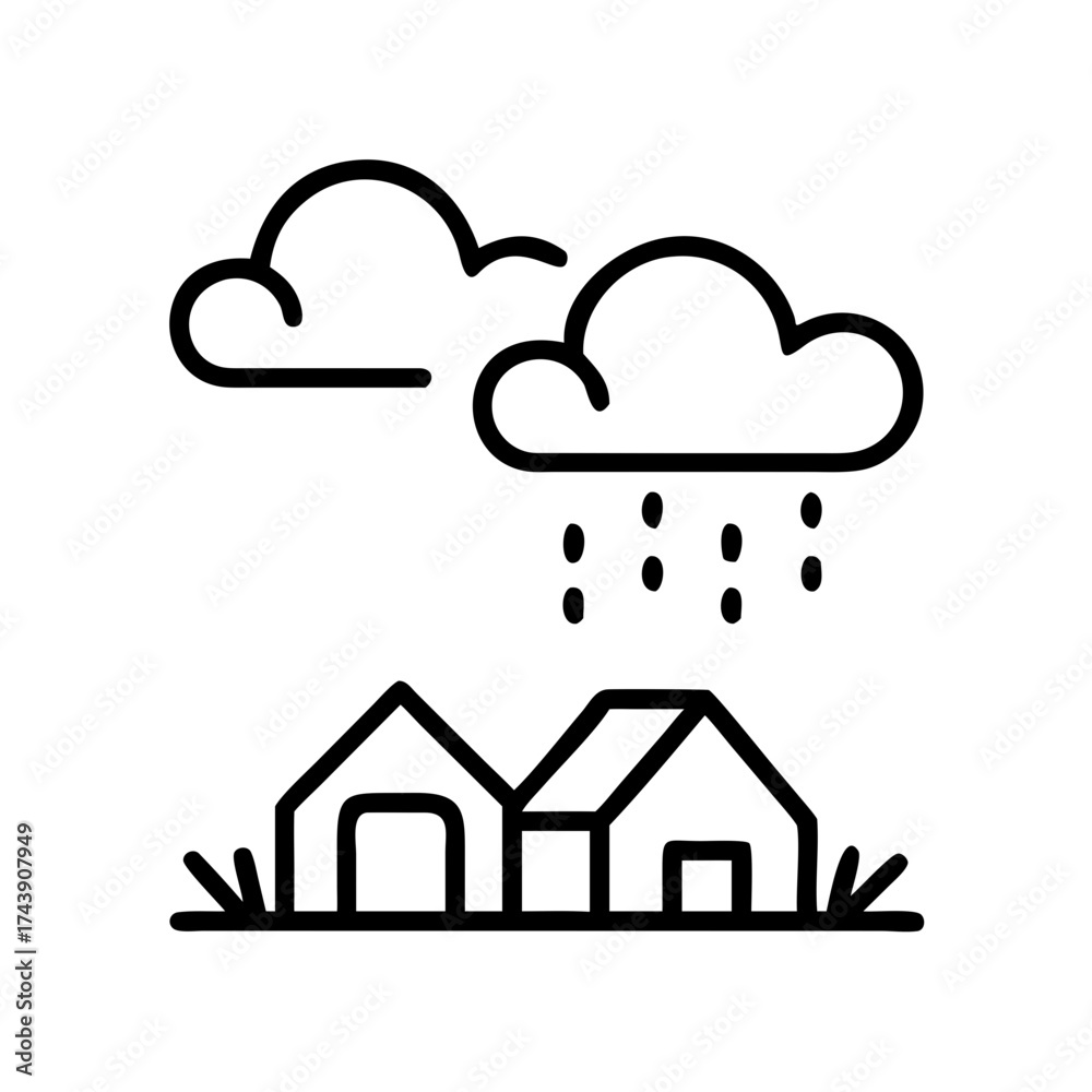 Fototapeta premium Line art water barrel with drop symbol in minimal design style 