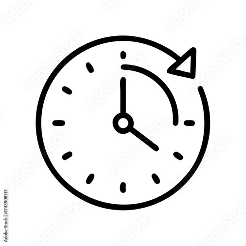 Clock showing time with arrows indicating midnight and reset  