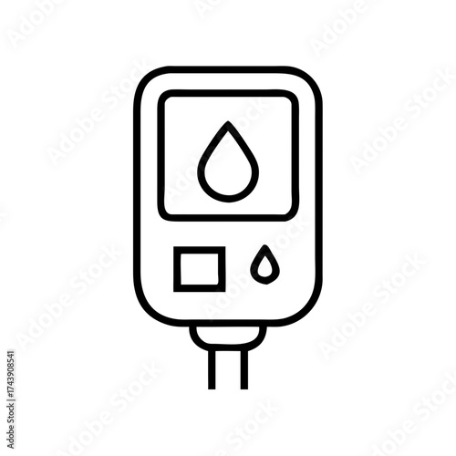 Blood glucose meter with drop indicator in minimal outline style  