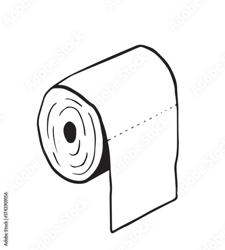 Toilet paper vector illustration. Hand drawn toilet paper roll. 