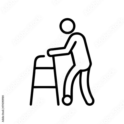 Person using walker for support while standing  