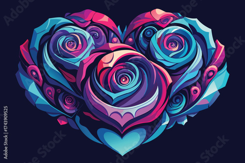 A romantic red heart bouquet of roses blossoms with love for a Valentine's Day gift