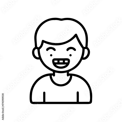 Young boy smiling with dental braces and casual clothing  