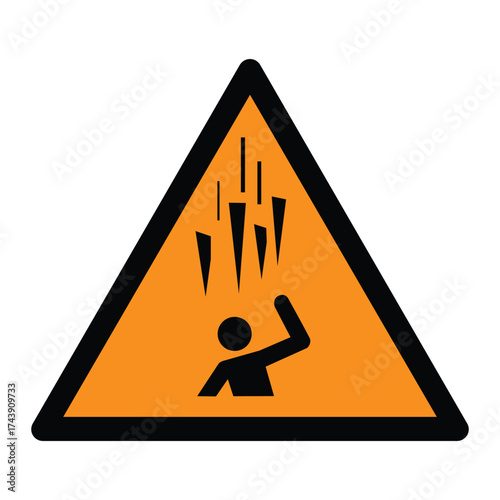 ISO 7010 W039 Falling Ice Warning Safety Sign, Overhead Hazard Symbol.