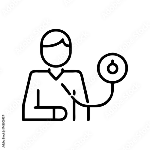 Doctor measuring blood pressure with a sphygmomanometer  