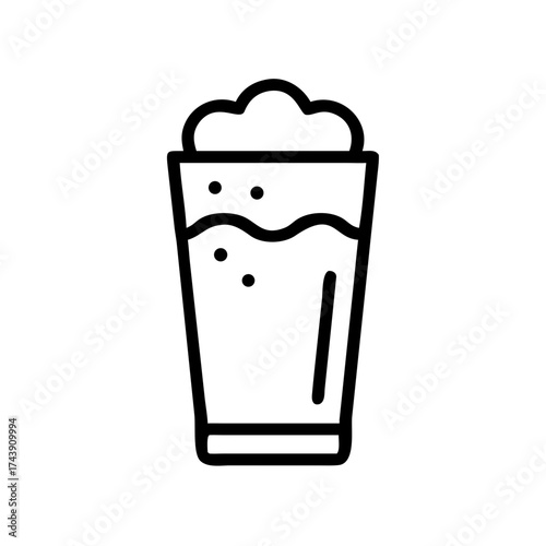 Glass of ginger beer with foam and bubbles on white background  