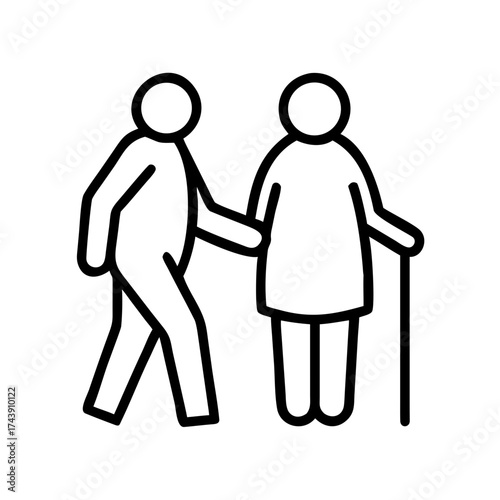 Elderly couple walking together with support for mobility outdoors  