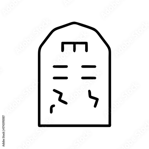 Ancient stone tablet with inscriptions and cracks in minimalist style  