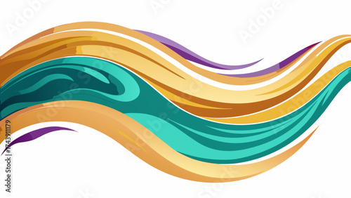 Abstract wavy lines in gold teal and purple colors