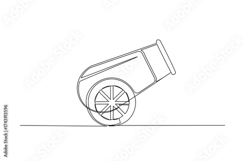 Old canon weapon in continuous one line drawing. Single line art illustration of old canon weapon. Editable vector.