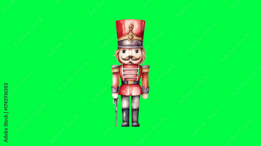 Obraz premium Nutcracker representation celebration on green screen background
