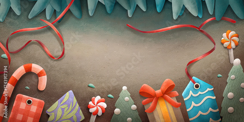 Black Friday holiday shopping background with colorful gift tags candy and festive decorations for joyful celebration