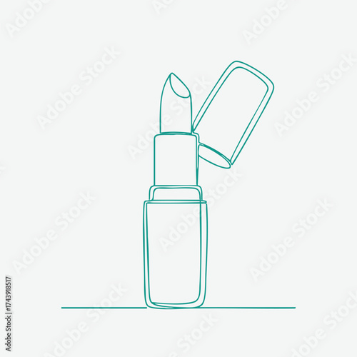 Elegant open lipstick tube with a classic design showcasing a smooth, rounded tip and a sleek, cylindrical container for cosmetic use