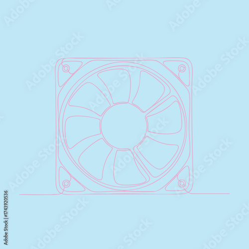 Cooling fan with multiple blades mounted inside a square frame, designed for ventilation or cooling systems in electronic devices