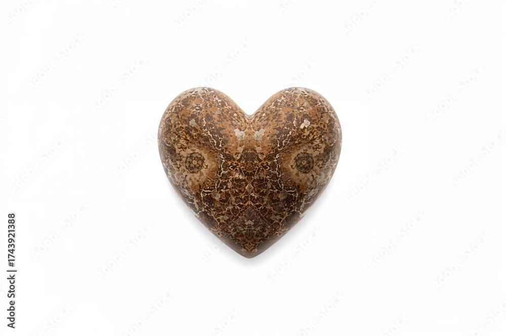Fototapeta premium Heart-shaped gem on a plain white surface