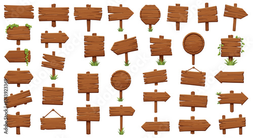 Wooden signs and directional boards offering rustic charm and clear navigation for any project, perfect for creative storytelling and guiding your audience