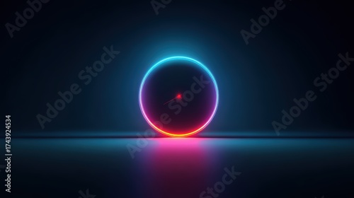 Futuristic glowing sphere with neon light and dark background