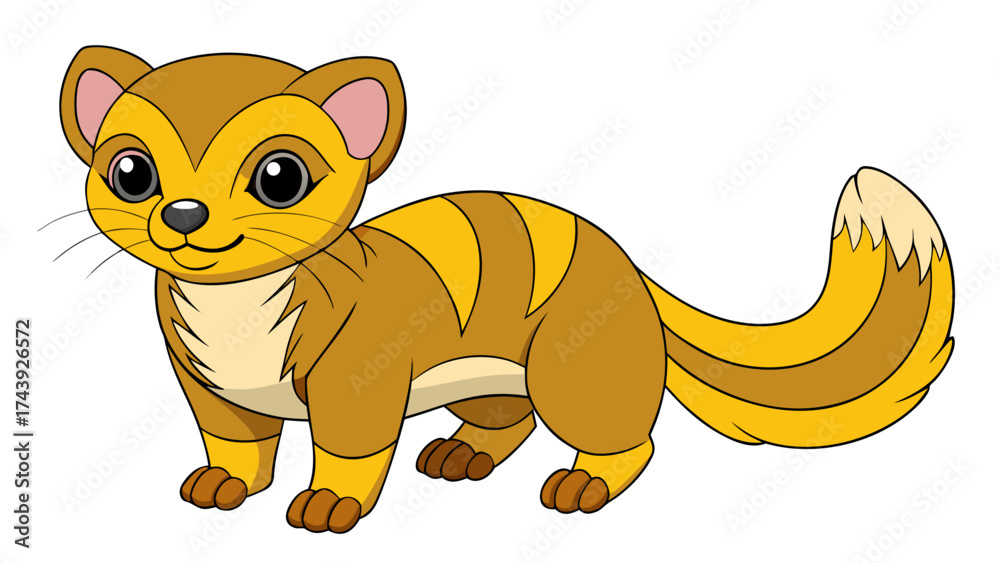 Obraz premium Cartoon Weasel Illustration in Brown and Yellow Colors