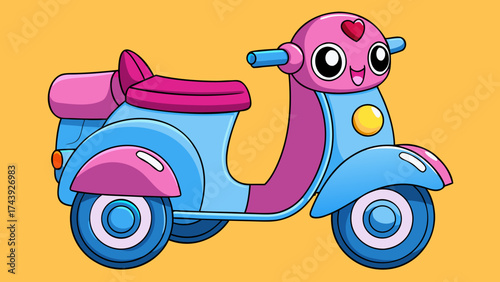 Cute Cartoon Scooter with Happy Face Illustration