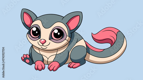 Cartoon Sugar Glider with Big Eyes and a Smiling Face
