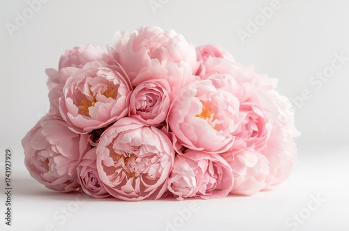 Elegant display of pink peonies against a white backdrop