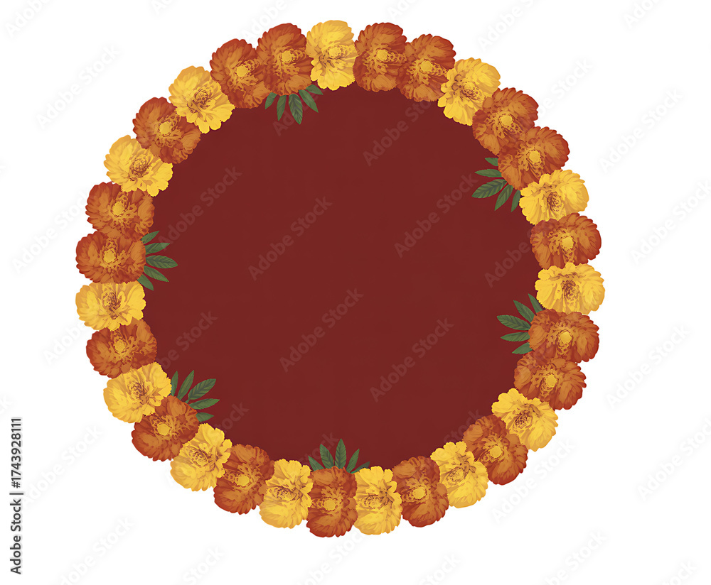 Obraz premium Autumn harvest wreath festive fall decorative round frame with pumpkins and gourds