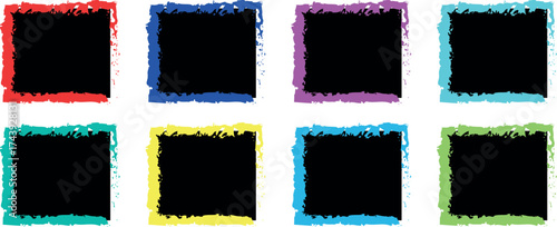 Dynamic Artistic Squares with Energetic Colourful Brush Stroke Edges and Rich Color Layers for Inspiring Digital Artwork and Layouts