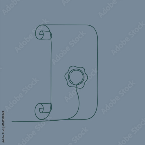 Elegant scroll with a wax seal on a muted emphasizing classic design and timeless craftsmanship