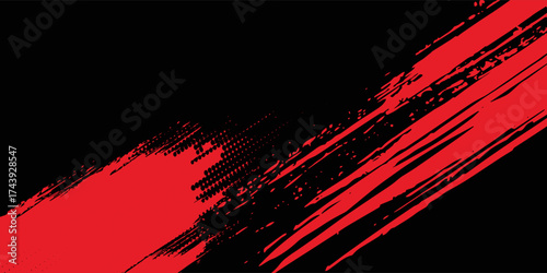 Modern effect background. Distressed rough dark abstract textured. Black isolated on red. Graphic design element vintage style decoration concept grunge texture