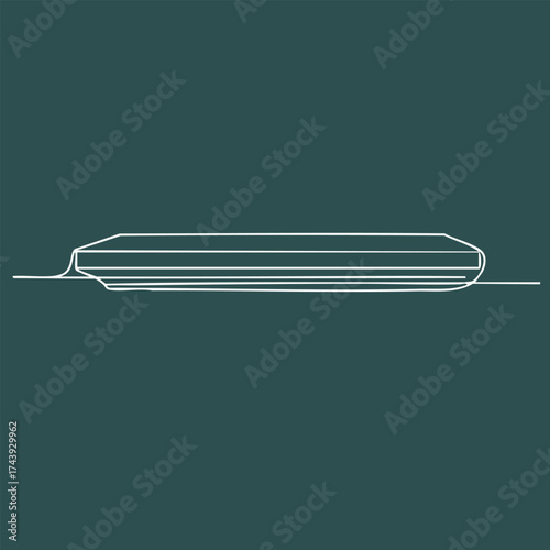 Minimalist Line Drawing of a Modern Boat with a Flat Bottom and Sleek Design on a Solid Dark