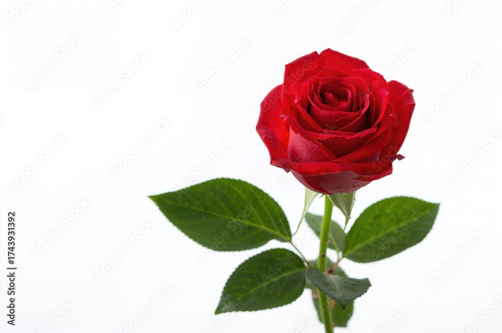Fototapeta premium Crimson flower against a plain white backdrop