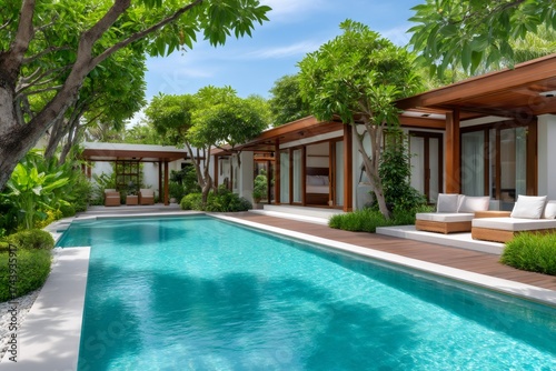 Wallpaper Mural Luxury villa swimming pool with lush tropical garden Torontodigital.ca