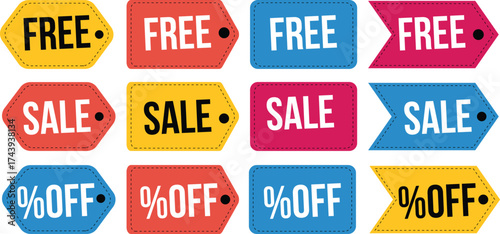 Colorful Sale and Discount Tags Seamless Pattern for Marketing Promotion