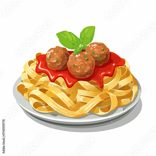 Pasta mit Tomatensosse und Fleischbällchen