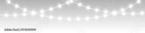 Foto png pure white festive garland with glowing LED lights, sparkling ornaments and
