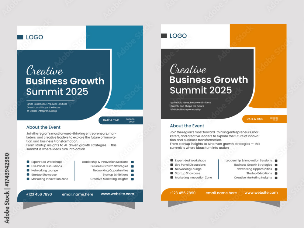 Obraz premium Modern Business Conference & Corporate Flyer Template | Creative Summit Poster Design . Flyer Design