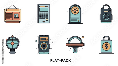 Diverse Flat Design Icons Collection for Business, Technology, and Finance