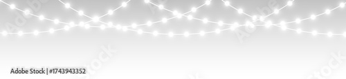 png elegant white Christmas garland glowing with sparkling LED lights for festive holiday decoration and winter celebration background
