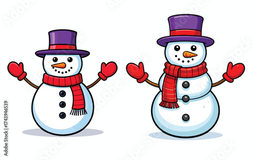 Festive Snowman with Top Hat and Scarf Collection Set