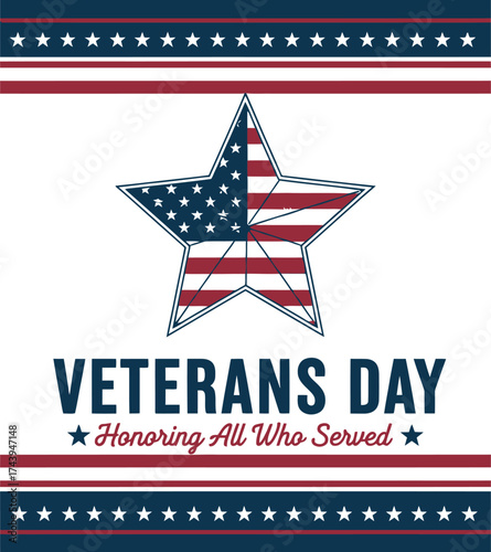 Proudly honoring veterans with a star emblem and patriotic colors, celebrating service and sacrifice.