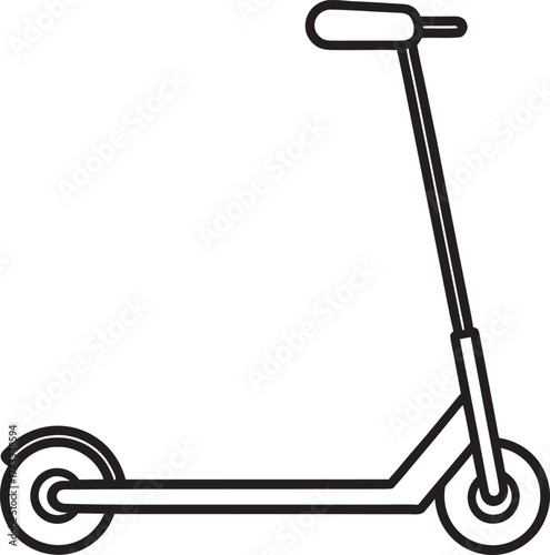 Simple Line Art Illustration of a Modern Electric Scooter on a White Background