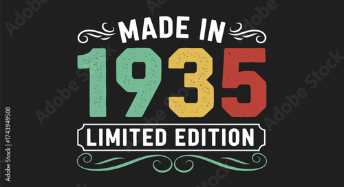 Retro "Made in 1935 Limited Edition" design celebrating a birth year milestone.