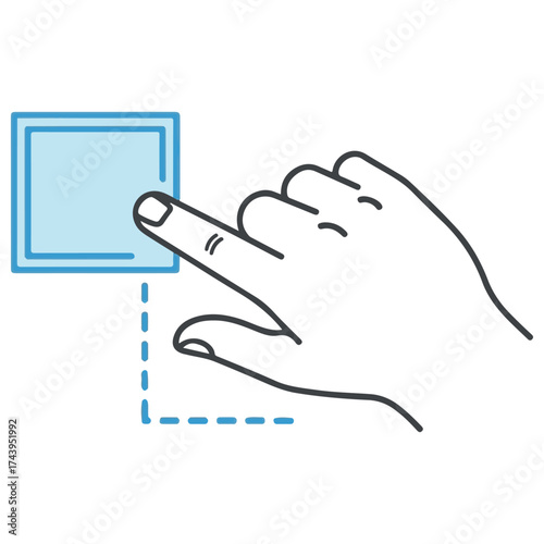 Finger Selecting Blue Square Icon