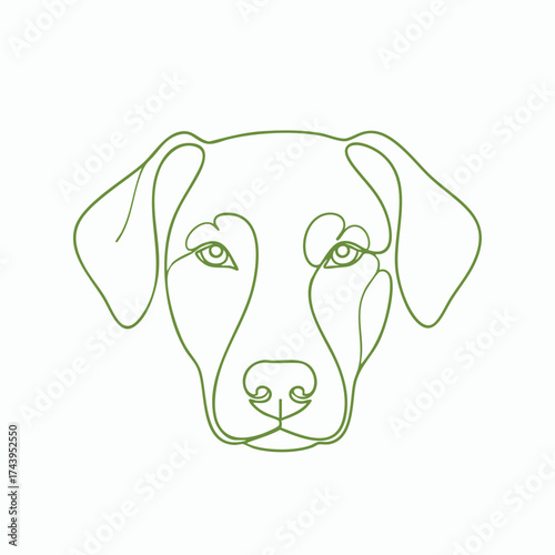 Minimalist Line Drawing of a Dog's Face with Detailed Features and Expressive Eyes