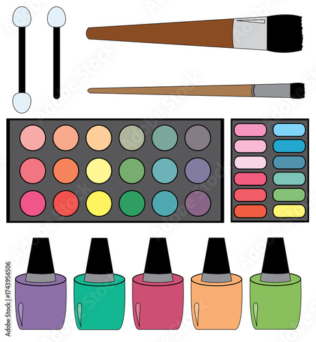 Colorful Makeup Tools and Cosmetics