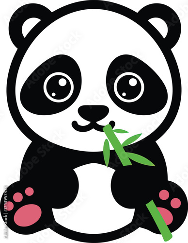 Cute Panda Illustration Enjoying Bamboo A Vector Graphic for Design Projects and Print