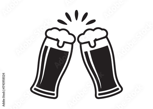 Toasting glasses of beer Icon, Toasting glasses of beer Solid Vector Design